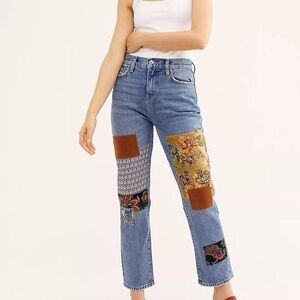 🦋PETITE Free People Patchwork Jeans